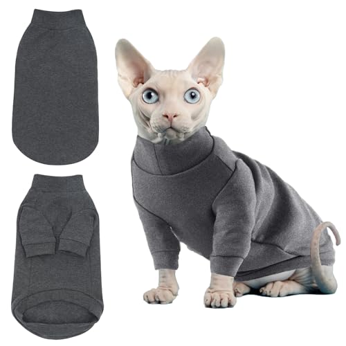Axcimond Cat Sweater Sphynx Cat Clothes Hairless Cat Shirt Warm Cat Outfit Kitten Clothes Cat Pajamas Small Dog Sweater Cat Jacket Autumn and Winter Pets Cat Costumes for Indoor Cats Soft Cat Onesie