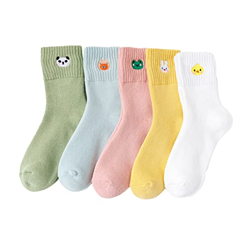 Milsil Socks Womens Girl Thick Warm Winter Socks Five Color Small Animals Cute Cartoon Girl Tube Socks Vintage Knit Thermal Gifts