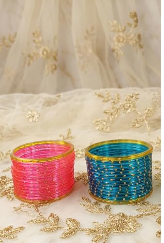 Image of NMII Glass with Plain and Glossy Finished Bangle Set For Women and Girls
