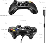 Wired Controller for 360, PC Game Controller for 360 with Dual-Vibration Turbo Compatible with 360/360 Slim and PC Windows 7,8,10,11