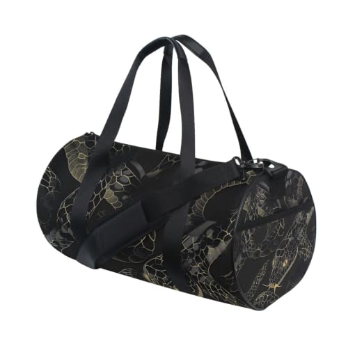 Bolsa redonda con bolsillo interior en estilo antiguo negro y dorado 3