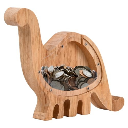Volumoon Dinosaurier Sparschwein aus Holz, Spardose aus Holz, Tierspardose,...