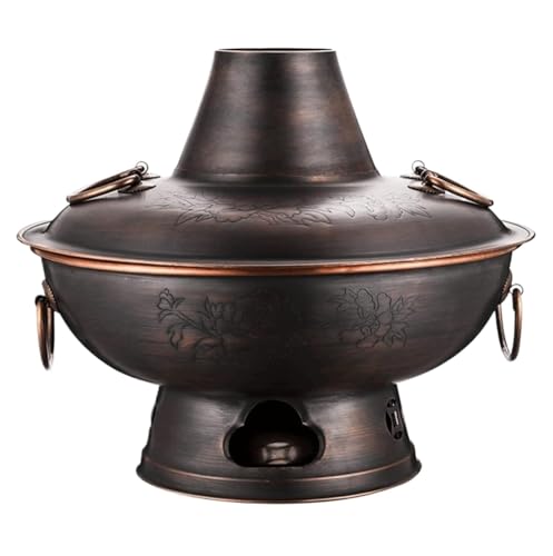 Olla de carbón Vintage de 38 cm: Olla de Cobre para Fiestas y reuniones Familiares. Ideal para cocinar y Preparar Comidas deliciosas.
