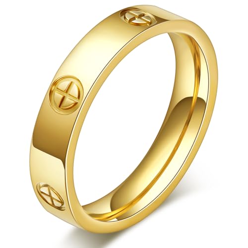 Love Promise Gold Ring for Women: Dainty Stainless Steel Ring Cubic Zirconia Wedding Band Engagement CZ Friendship Rings 18K Gold Silver Rose Gold Plated Birthday Gifts Dainty CZ Jewelry Size 5 6 7 8 9 10