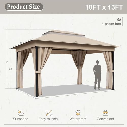 Devoko 10x13 Gazebo with Mosquito Netting