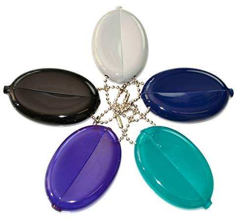 Quikoin Original Oval Sof-Touch Squeeze Coin Purse Made in USA (5 Quikoins - Mix C)
