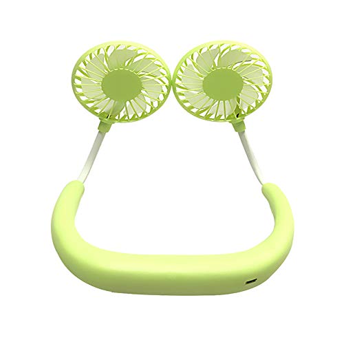 Hands-Free Neckband Fan,Hand Free Personal Fan,Headphone Design Wearable Portable USB Rechargeable Neckband Mini Fan (3 Speeds, 5-10 Working Hours) (Green)