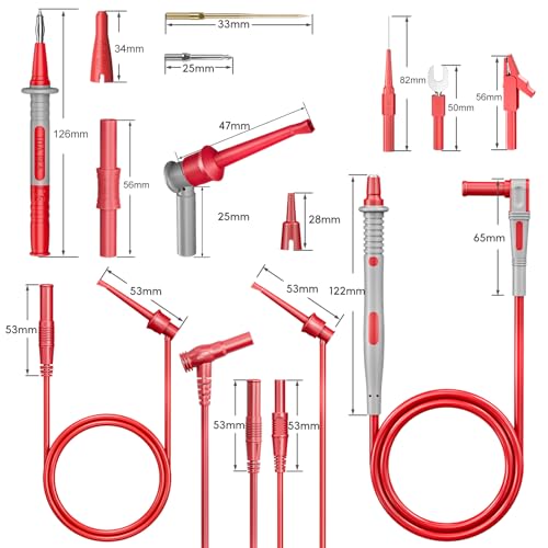 Image of Goupchn 28PCS Multimeter Test Leads Kit with Alligator Clips Test Hook Clips Wire Piercing Probes Replaceable Precision Sharp Probes for Electrical Testing