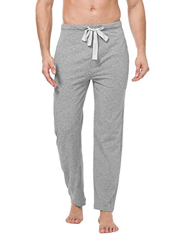 DAVID ARCHY Men's Comfy Jersey Soft Cotton Knit Pajama Long John Lounge Sleep Pant in 1 Pack (L, Heather Gray)