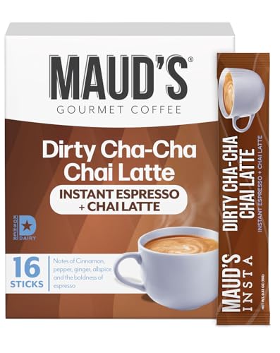 Image of Maud's Espresso Chai Tea Latte Instant Packets, 16ct | 100% Gourmet Blended Tea - Enjoy Hot or Iced Coffee, Instant Coffee Packets, Just Add Water