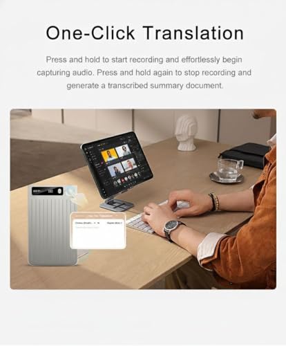 Image of BIGASUO AI Voice Recorder Transcribe Summarize with AI Take Note for Meetings Calls Supports 70 Languages Translation Playback Digital App Control Ultra Slim Gray (1496) (Black, B18)