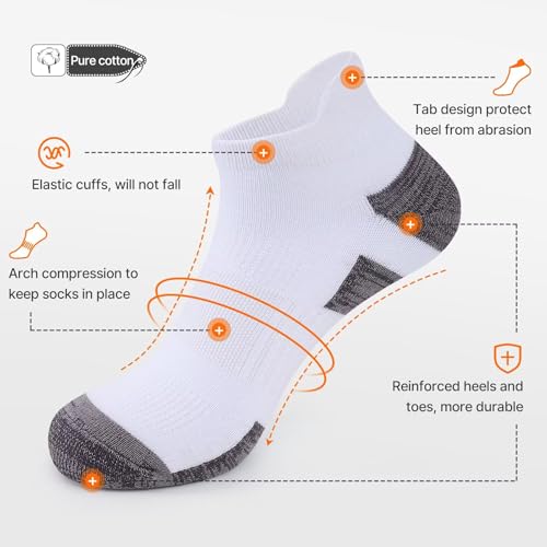 Ankle Socks Men Women, Cushioned Running Socks, Breathable Sports Low Cut Sock for Athletic, Causal, 6 Pairs2