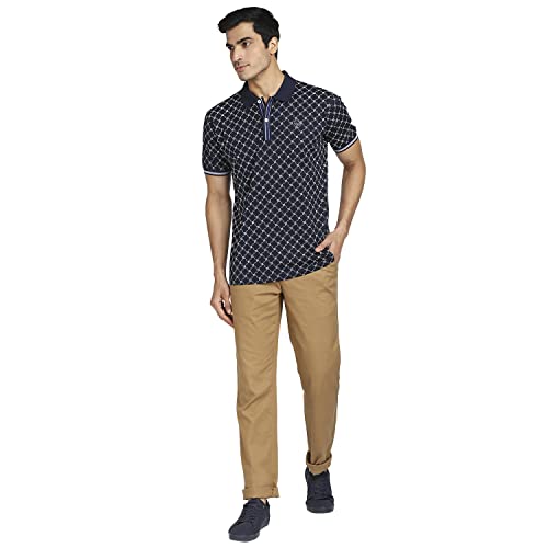 Image of Colorplus Men's Pure Cotton Print Pattern Tailored Fit Polo Neck Half Sleeve Casual T-Shirt