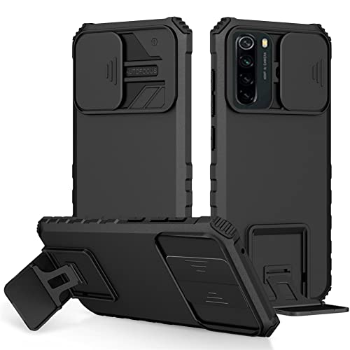 LXHGrowH Funda para Xiaomi Redmi Note 8 2021/2019, Fundas Anti-Shock Protector Militar Sólido Armadura y Silicona Bumper Antigolpes Proteger Carcasa con Protección Deslizante para la Cámara, Negro