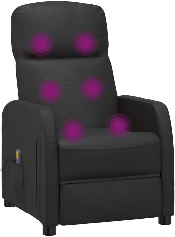 Front view of the chair with highlighted areas indicating massage points