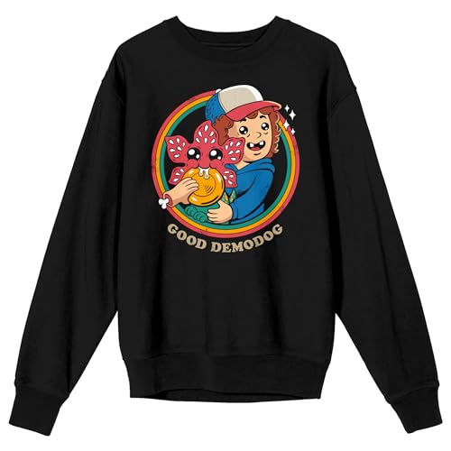 Bioworld Stranger Things Good Demodog Dustin and DArtagnan Cartoon Adult Black Hoodie-Large