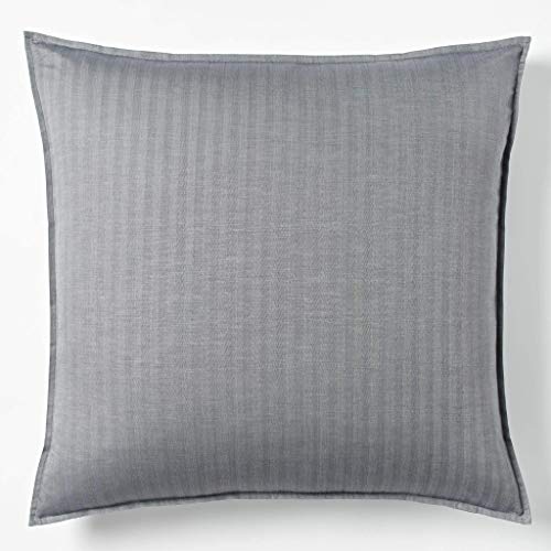 Robert Graham Home Herringbone Charcoal Italian Percale Woven with Extra-Fine Long Staple Cotton Euro Pillow Sham (Euro)