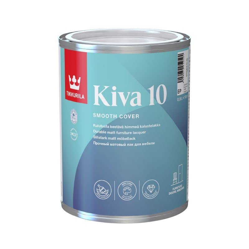 Tikkurila Kiva 10 - Matt Lacquer for Wooden Furniture, Trim, Doors & Windows - 1 Litre