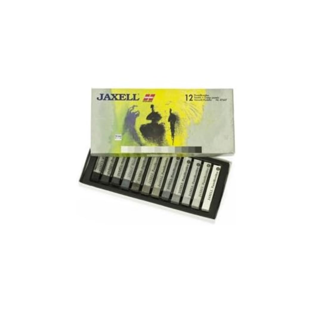 Honsell 47647 - Jaxell Pastellkreide, eckige Form, 12er Set in Grautönen, satte Farben, für flächiges und präzises Arbeiten, für Künster, Hobbymaler, Schule, Kunstunterricht, Ausbildung