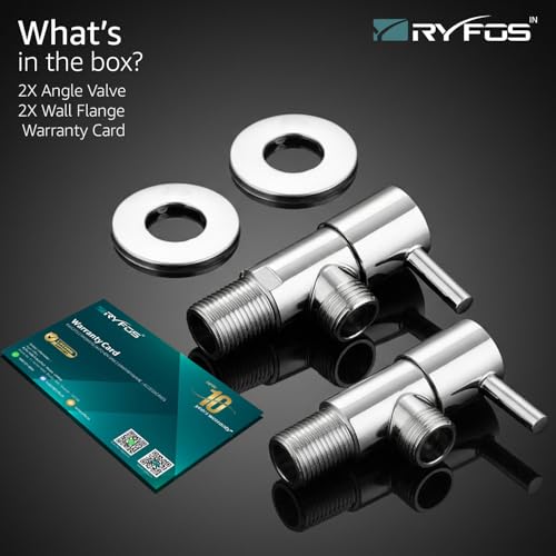 Image of India's 1st Lifetime Support Brand, R4005AV, SS-304 Grade Angle Valve | Angle Cock for Bathroom With Wall Flange | Valve for Geyser | Bathroom Tap | (Chrome Finish, 2-Piece)