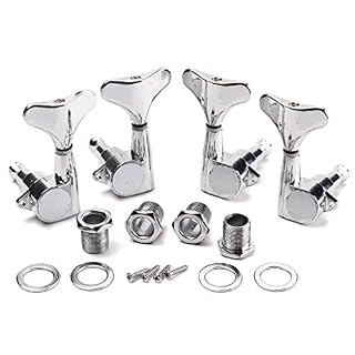 Alnicov Lot de 4 chevilles de réglage de qualité Chromé Scellé pour 4 cordes Guitare basse 2L 2R - Les Beatles, Paul McCartney, John Lennon, RIngo Starr, George Harrison
