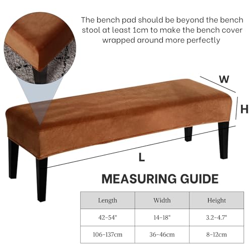 Image of SearchI Dining Bench Cover, Stretch Washable Long Bench Seat Covers, Rectangle Dining Table Bench Slipover for Dining Room, Living Room, Kitchen(Velvet Brown)