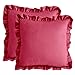 Idocolors Zestaw 2 aksamitnych poszewek na poduszki z falbankami, na sofę, dekoracyjne poszewki na poduszki do sypialni, salonu, poszewki na poduszki w kolorze bordowym, 40 x 40 cm
