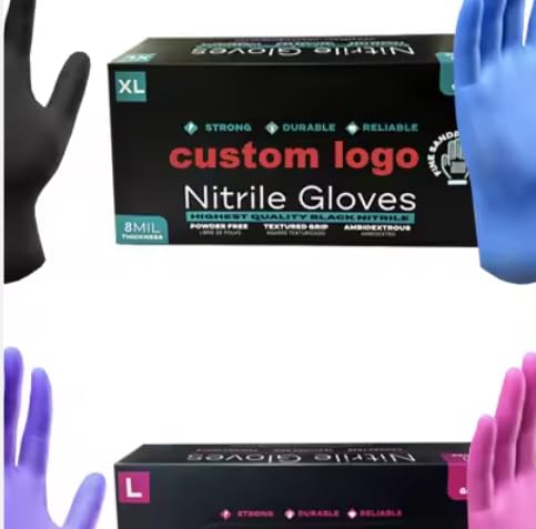 Generic Nitrile Gloves, Hypoallergenic for Clinic, Lab, Salon, Barners, Tattoo Shop and Home Use, Black Medium, 100/Box, dzw-002