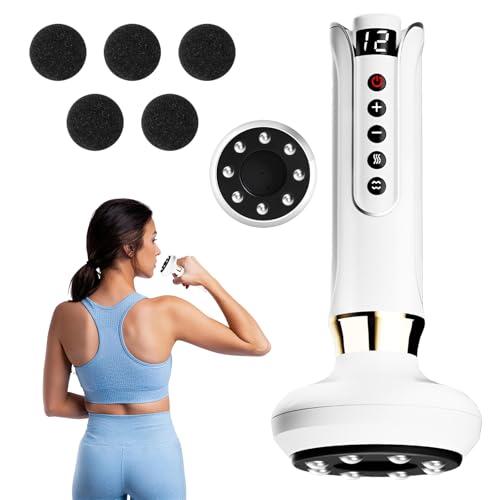 Ventosa eléctrica y masajeador anticelulitis con 12 etapas de vacío, calefacción, pantalla LED – Ventosas profesionales, Gua Sha y masaje de grasa para rostro y cuerpo