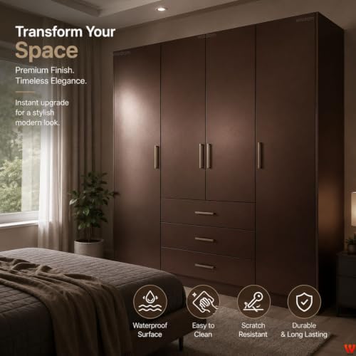 Image of WISDOM Brown Satin Matte Wallpaper Self Adhesive Peel and Stick Vinyl Contact Paper for Kitchen Cabinets, Wardrobe, Furniture, Table & Home Decor Decoration(20x48 in)