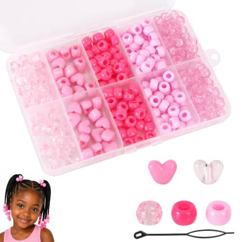 XIHIRCD 228 Perles Roses pour Cheveux, Perles en Forme de Cœur