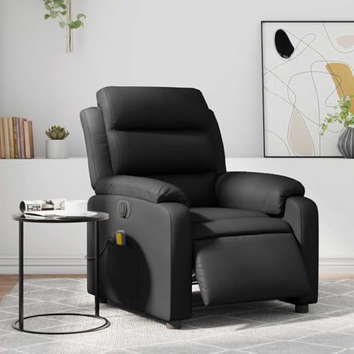Mimdixy Sillón de TV Para Salón Sillón tapizado,Sillón de masaje eléctrico negro cuero sintético,Para Salón Y Dormitorio,Rápido De Instalar