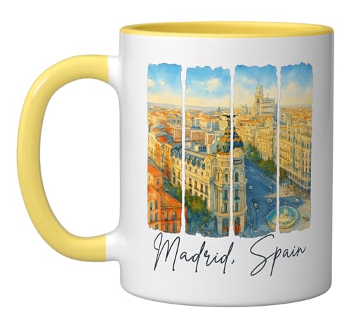 Taza de cerámica amarilla y blanca 11 oz miniatura 1