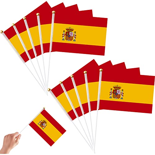 Zayin 10 mini-drapeaux à main drapeau espagnol drapeaux nationaux en forme de dôme 21x4 cm Coupe du monde 2022, fêtes, parades, événements patriotiques, décorations d'intérieur Cover