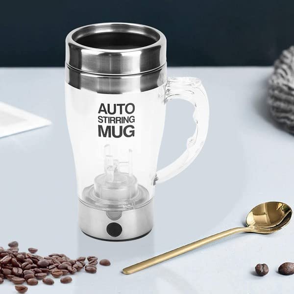 Creative Auto Stirring Mug With Handle - Silver
