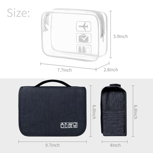 Image of Lcsmaokin Large Capacity Toiletry Bag Travel Bag with Hanging Hook for Men and Women Waterproof Travel Cosmetic Bag Bathroom Bag,with TSA Approved Zippers Clear Travel Makeup Bag Carry-on