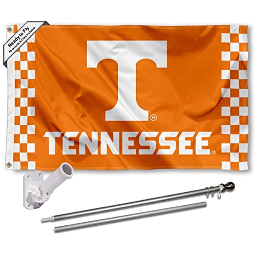 College Flags & Banners Co. Volunteers Checkerboard Flag with Pole and Bracket Holder University Set