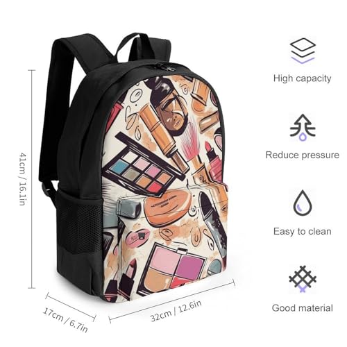 Travel Backpack for Men Women Makeup Theme PatternPrint Adjustable Straps Multiple Pockets for Day Trips Hiking2