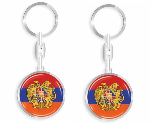 daged Porte-clés Arménie - En métal - Effet 3D + autocollant - RD, multicolore, 33mm