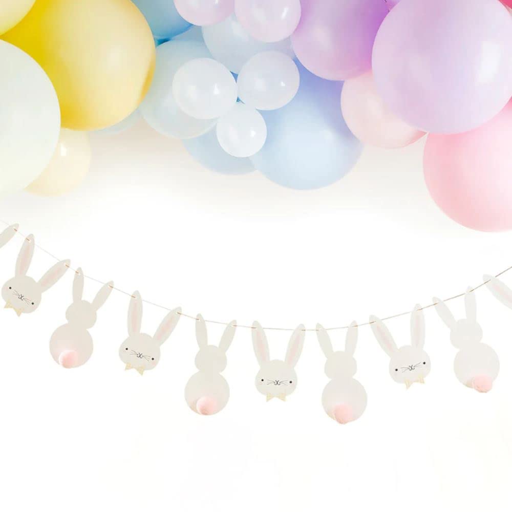 Easter Bunny Banner Bunting Garland Party Decoration Pom Pom Detail Egg Hunt