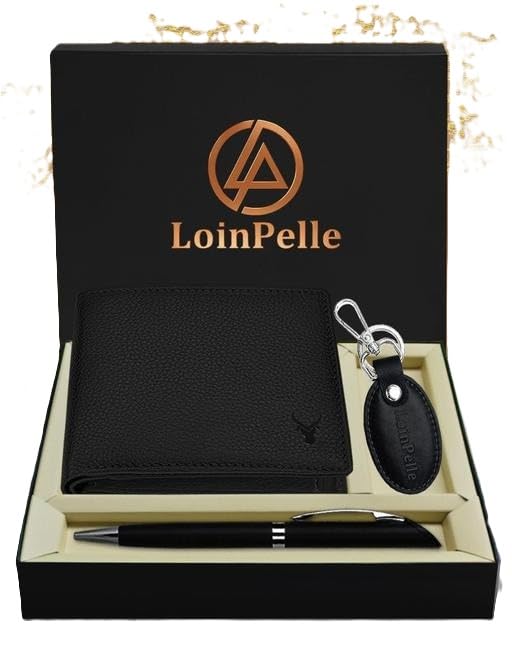 LIONPELLE RFID Protected 100% Genuine Leather Gift Hamper for Men | Leather Wallet for Men's | Wallets Branded | Wallets for Men (Lee-on Black),Leather Wallet Combo for Men-image-38