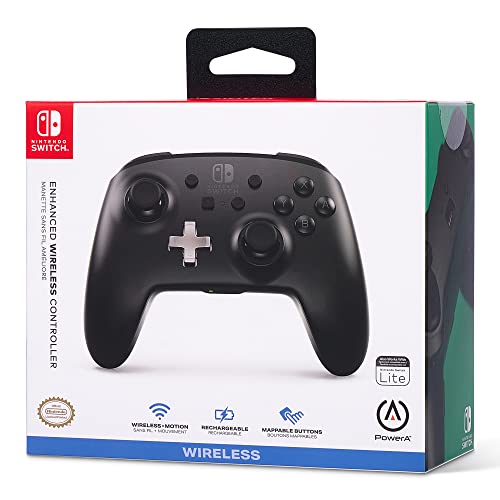 PowerA manette sans fil améliorée pour Nintendo Switch - Noir, Nintendo Switch Lite, Gamepad, Manette de Jeu, Manette Bluetooth