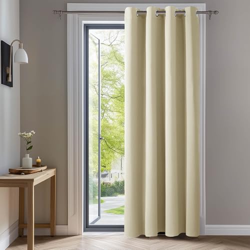 Deconovo Tenda per Interni Oscurante Moderne 240 CM Altezza, per Camera da Letto e Soggiorno con Anelli 1 Pannello, 140x240 CM, Beige Scuro