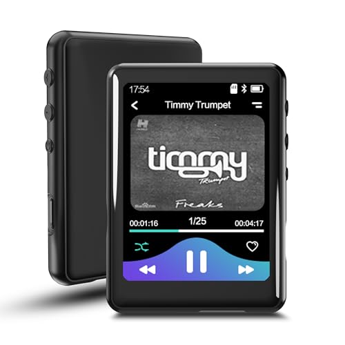 64GB MP3 Player with Bluetooth 5.3, Full Touch Screen Mp3 Mp4 Music Player Built-in Speaker,FM Radio,Voice Recorder,Ebook,Support 512GB TF Card,Shuffle. Earphones Included