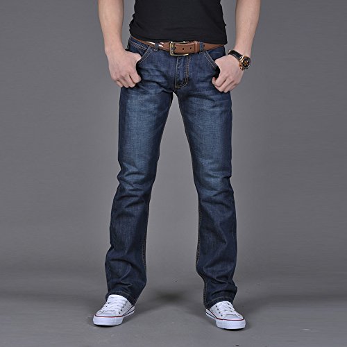 Classic Fit Jeans Mens Comfy Stretch Denim Pants Retro Washed Straight Leg Biker Jeans Trousers Bootcut Work Pants 5