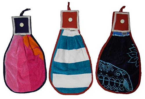 NNR Kitchen Hanging Towels,Set of 3 Pcs_Super Absorbant, Double Sided (Multi Colour)