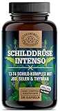SCHILDDRÜSE INTENSO® Schilddrüsenunterfunktion - WICHTIG: Laborgeprüfter Komplex mit Selen, Thymian +155µg Jod pro Kapsel und mehr I 180 Jod Tabletten I Vegan I DE I SCHEUNENGUT®