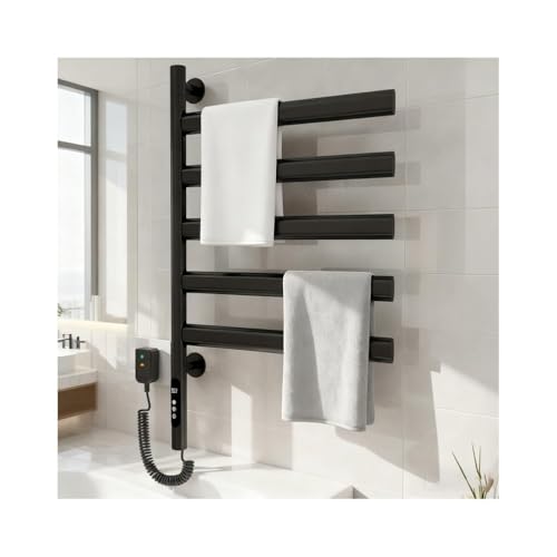 HGTRH Toallero Electrico Baño, Toallero Electrico Calentador Toallas Electrico Toallero Electrico de Pie Toallero Baño Electrico Pared Black