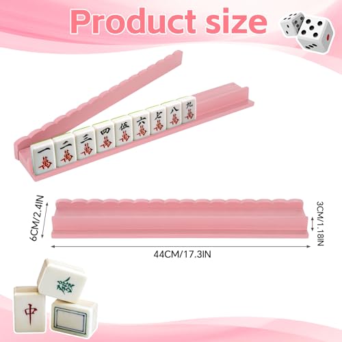 Juego 4 Racks para Mahjong de Madera con Bolsa Rosa miniatura 2