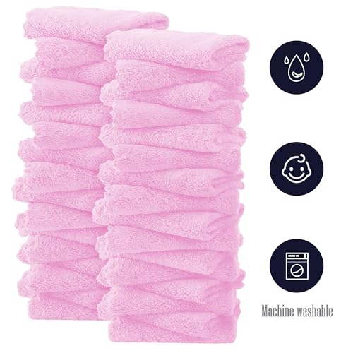 Image of 32 Pack Baby Washcloths - 10x10 Inch, Microfiber Baby Towel - Absorbent and Soft Baby Wash Clothes for Newborns, Infants and Toddlers - Quick Dry Baby Boys and Girls face Towel - Frozen Berry